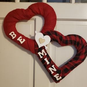 Double heart buffalo plaid wreath